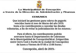 AVISO IMPORTANTE PARA CONTRIBUYENTES DEL MUNICIPIO DE CONCEPCIÓN.