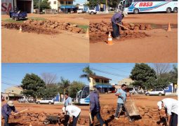 OBRAS EJECUTA REPARACIÓN DE PAVIMENTO ADOQUINADO SOBRE AVDA. HERMINIO MENDOZA Y OTROS PUNTOS.