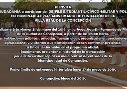 “DESFILE ESTUDIANTIL, CÍVICO, MILITAR Y POLICIAL EN HOMENAJE AL 246° ANIVERSARIO DE FUNDACIÓN DE LA CIUDAD DE CONCEPCIÓN”