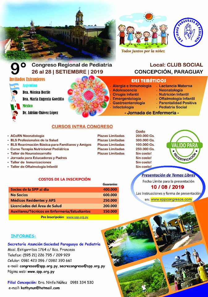9º CONGRESO REGIONAL DE PEDIATRÍA DEL 26 AL 28 DE SEPTIEMBRE.