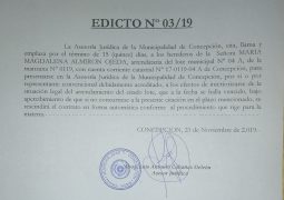 EDICTO N°03/19 DE ASESORÍA JURÍDICA DE LA MUNICIPALIDAD DE CONCEPCIÓN.