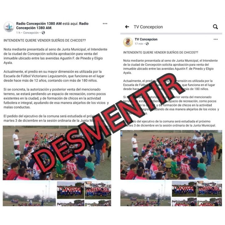 A LA OPINIÓN PÚBLICA Y EN ESPECIAL A LOS MEDIOS DENOMINADOS TV CONCEPCIÓN Y RADIO CONCEPCIÓN 1380 AM, QUE HOY MIÉRCOLES 27 DEL CTE. PUBLICAN BAJO EL TÍTULO “INTENDENTE QUIERE VENDER SUEÑOS DE CHICOS??. 