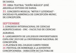 CARTELERA ACTUALIZADA DEL TEATRO MUNICIPAL DE CONCEPCIÓN DON PEDRO ANTONIO ALVARENGA CABALLERO.