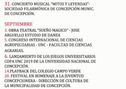 CARTELERA ACTUALIZADA DEL TEATRO MUNICIPAL DE CONCEPCIÓN “DON PEDRO ANTONIO ALVARENGA CABALLERO”